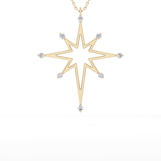 0.17 TCW Round Lab Grown Diamond Star Necklace