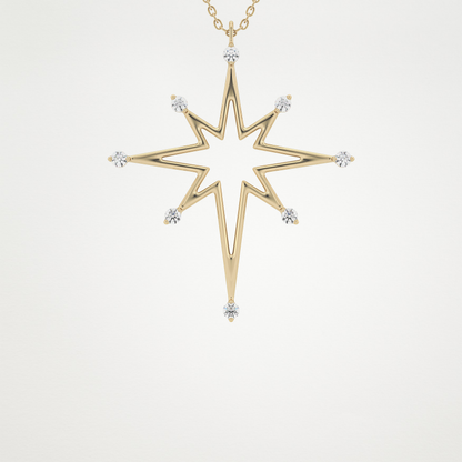 0.17 TCW Round Lab Grown Diamond Star Necklace