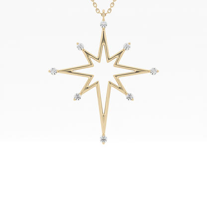 0.17 TCW Round Lab Grown Diamond Star Necklace