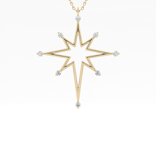 0.17 TCW Round Lab Grown Diamond Star Necklace