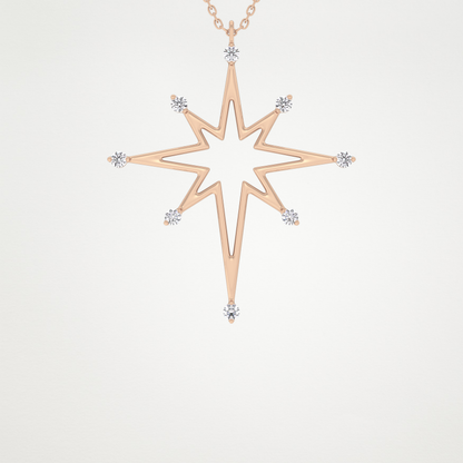 0.17 TCW Round Lab Grown Diamond Star Necklace