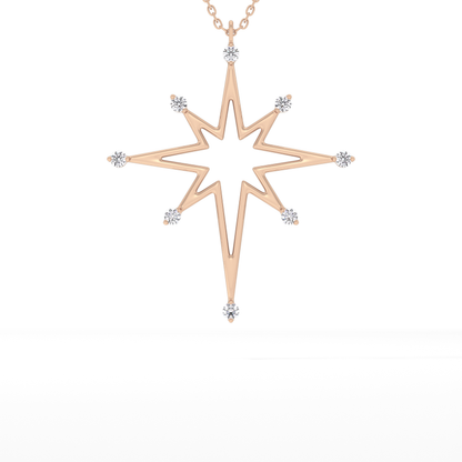 0.17 TCW Round Lab Grown Diamond Star Necklace