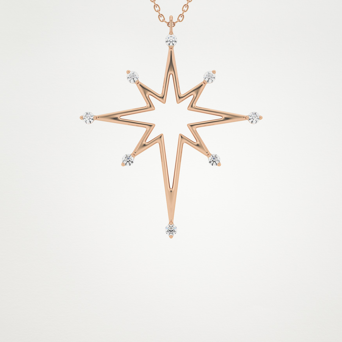 0.17 TCW Round Lab Grown Diamond Star Necklace
