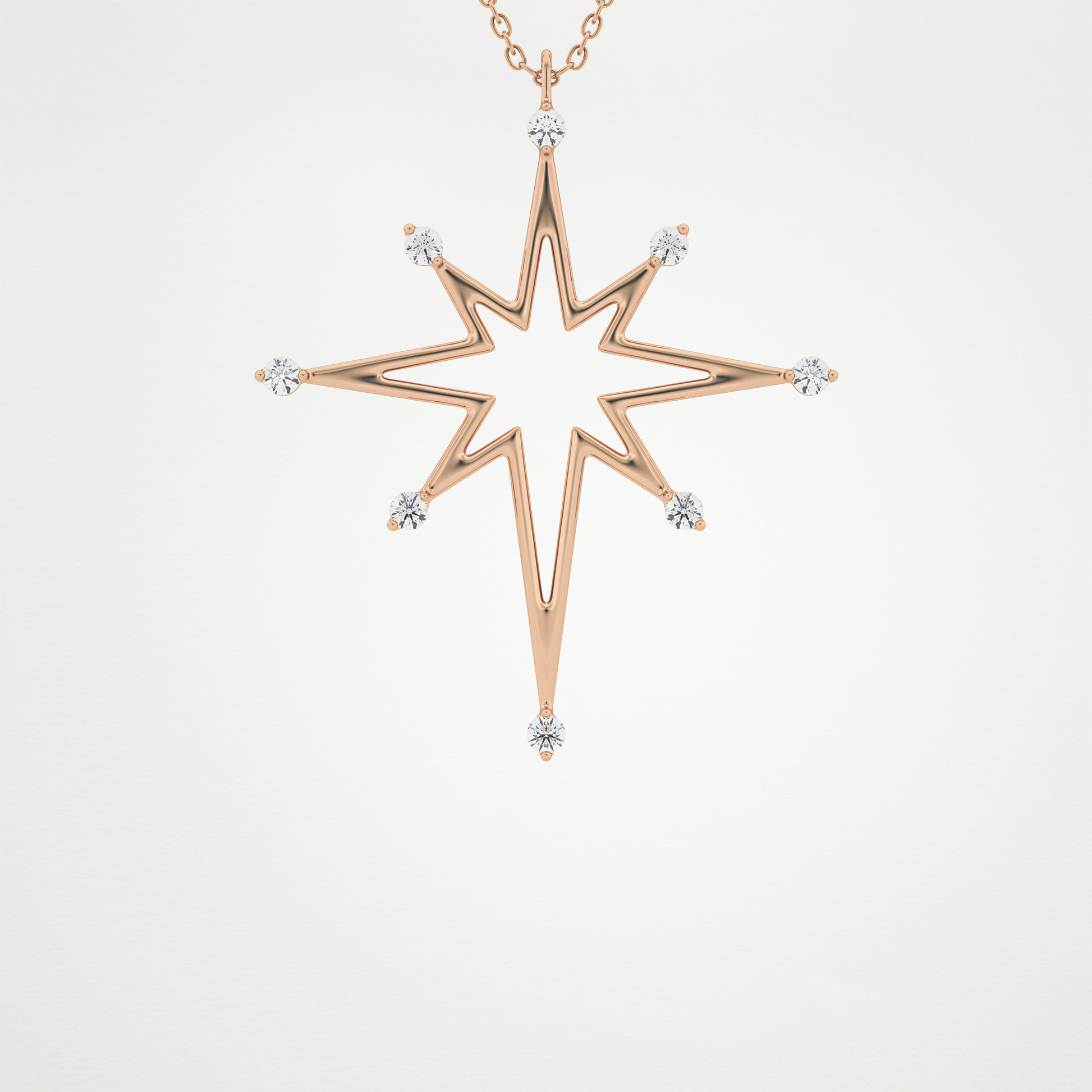 0.17 TCW Round Lab Grown Diamond Star Necklace