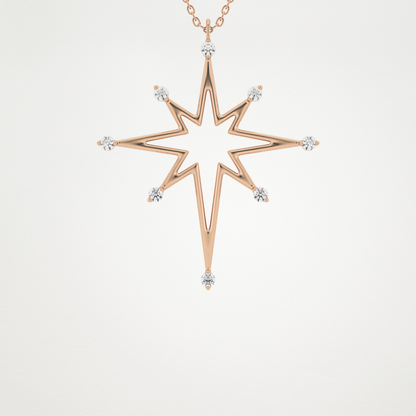 0.17 TCW Round Lab Grown Diamond Star Necklace