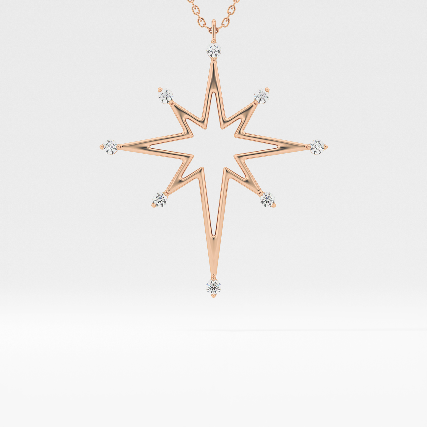 0.17 TCW Round Lab Grown Diamond Star Necklace