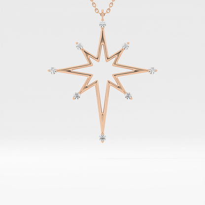 0.17 TCW Round Lab Grown Diamond Star Necklace