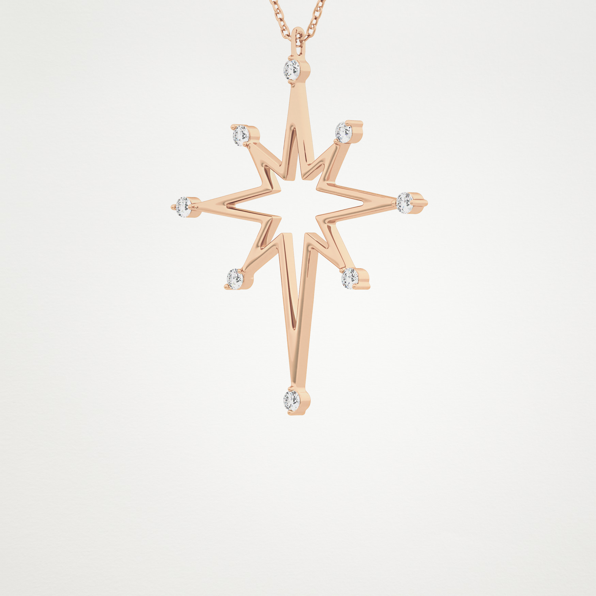 0.17 TCW Round Lab Grown Diamond Star Necklace