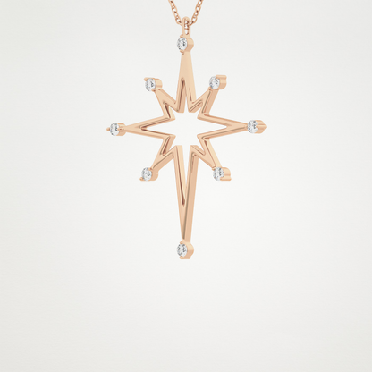 0.17 TCW Round Lab Grown Diamond Star Necklace