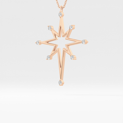0.17 TCW Round Lab Grown Diamond Star Necklace