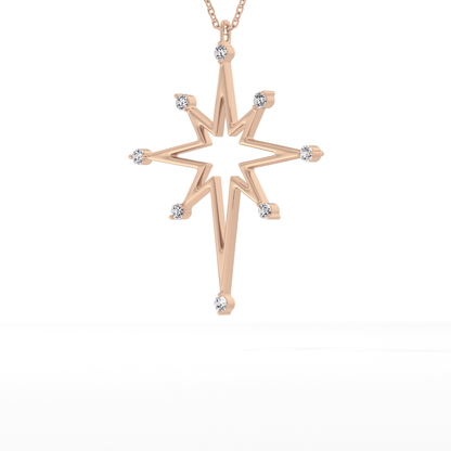 0.17 TCW Round Lab Grown Diamond Star Necklace