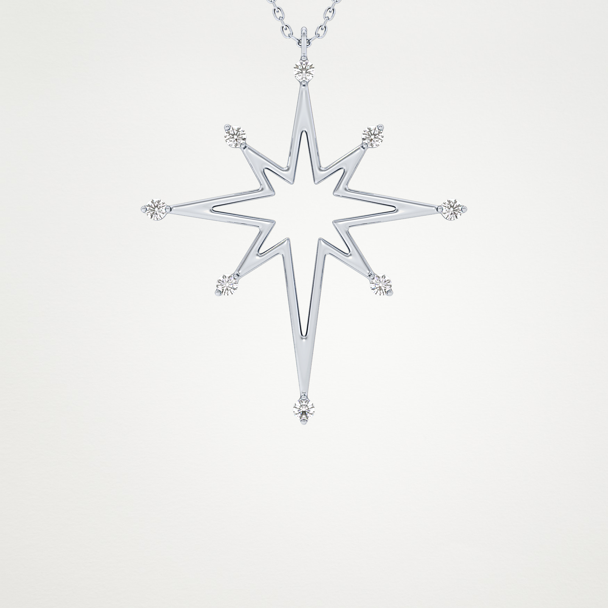 0.17 TCW Round Lab Grown Diamond Star Necklace