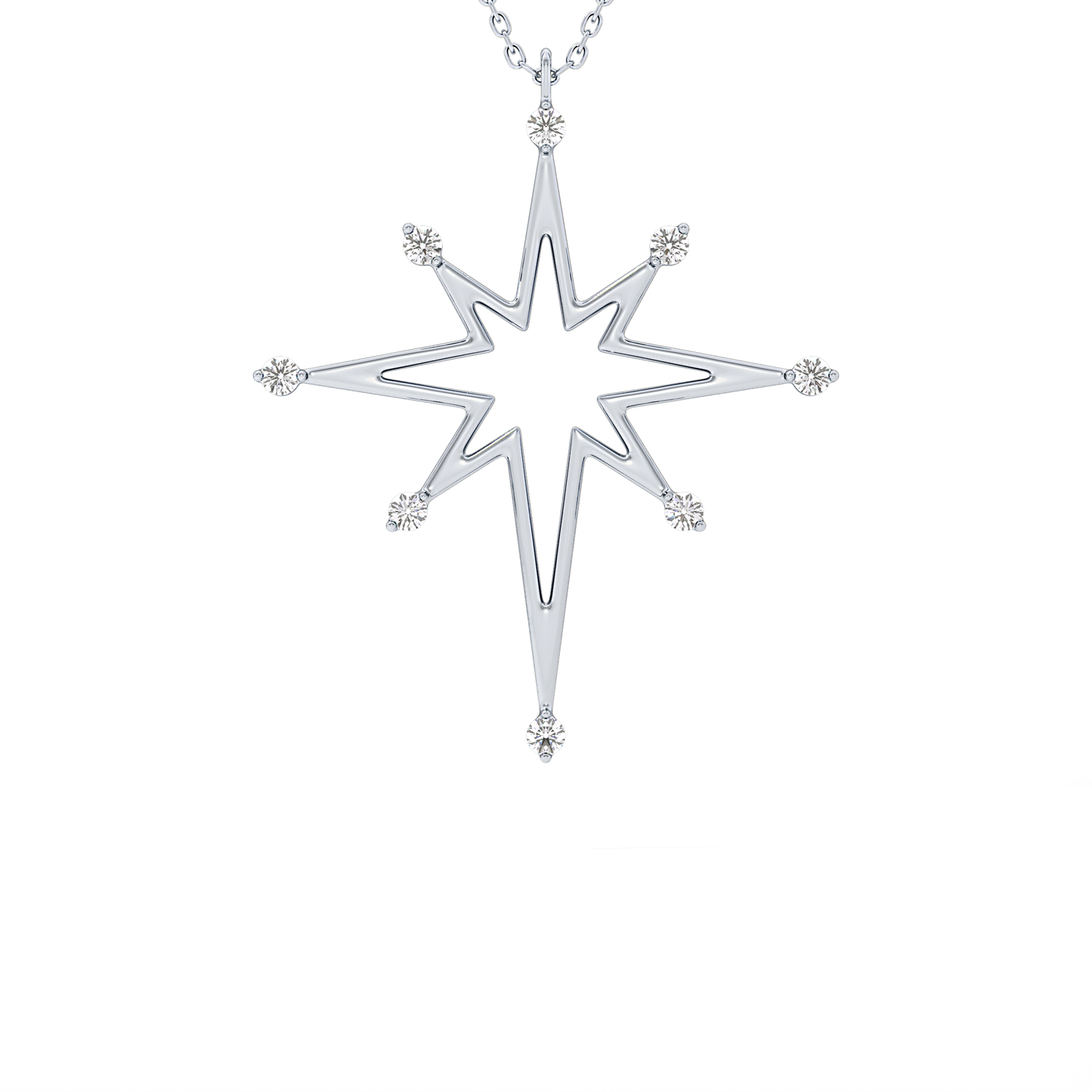 0.17 TCW Round Lab Grown Diamond Star Necklace