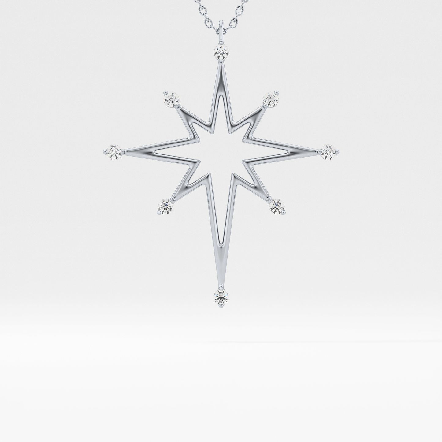 0.17 TCW Round Lab Grown Diamond Star Necklace