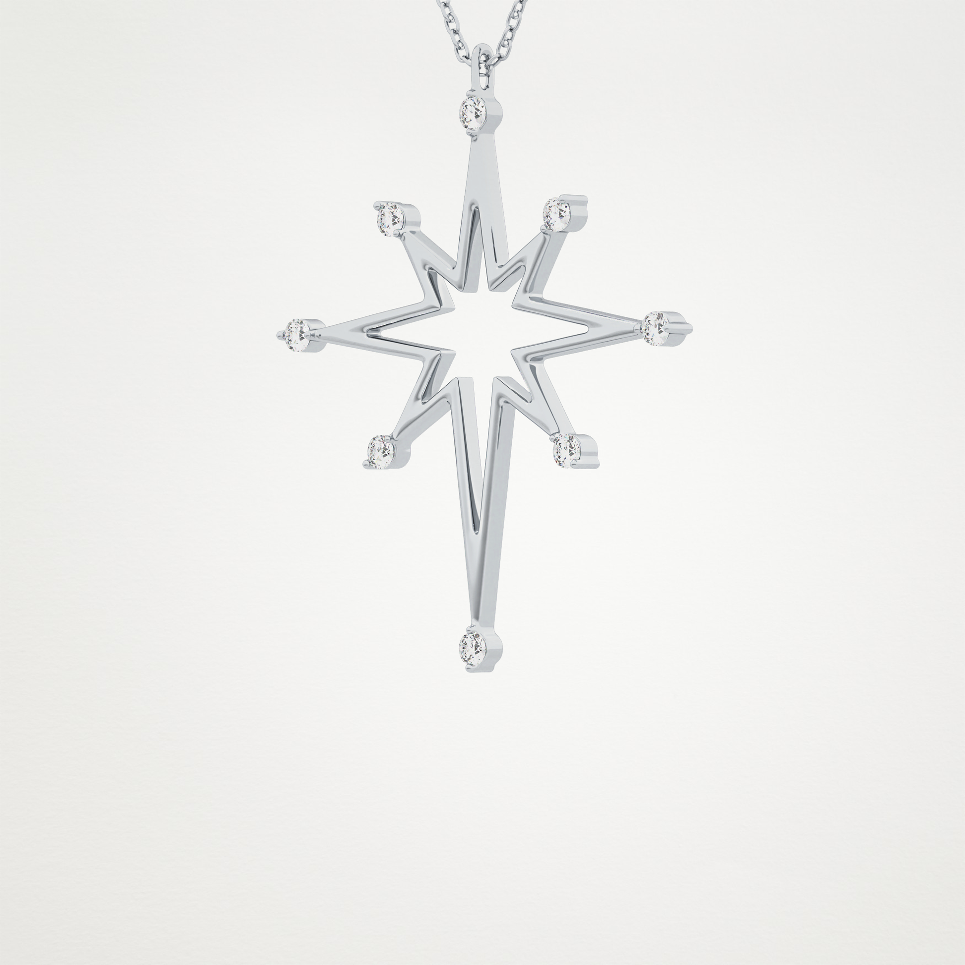 0.17 TCW Round Lab Grown Diamond Star Necklace