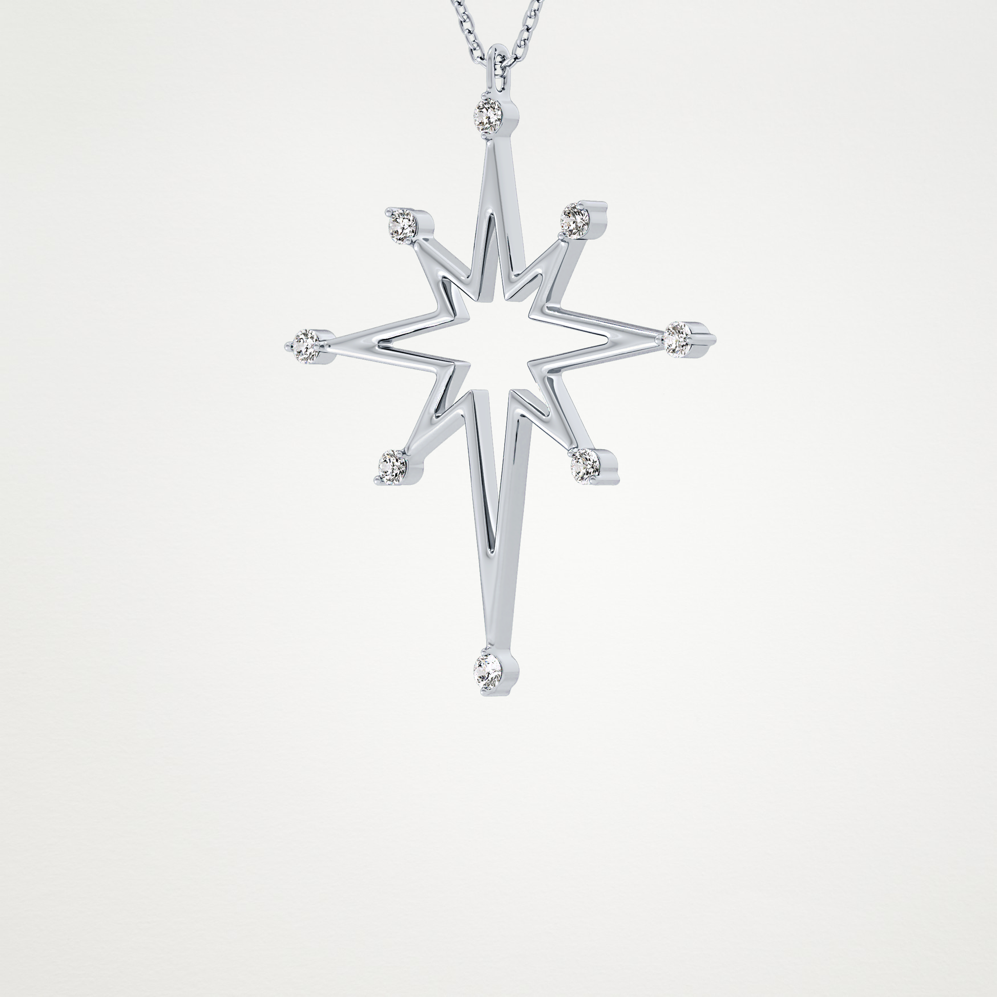 0.17 TCW Round Lab Grown Diamond Star Necklace