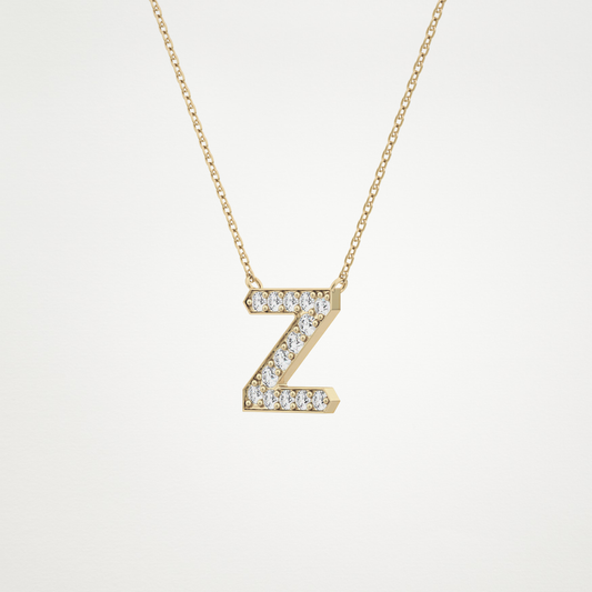 0.28 TCW Round Lab Grown Diamond Z Initial Pendant Necklace