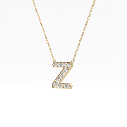 0.28 TCW Round Lab Grown Diamond Z Initial Pendant Necklace