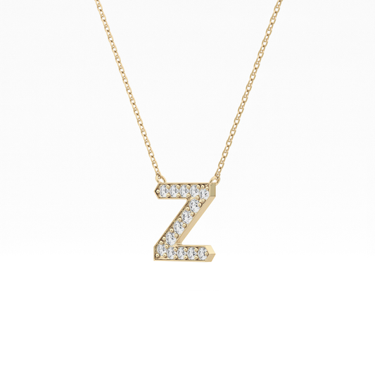 0.28 TCW Round Lab Grown Diamond Z Initial Pendant Necklace
