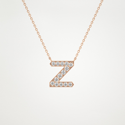 0.28 TCW Round Lab Grown Diamond Z Initial Pendant Necklace