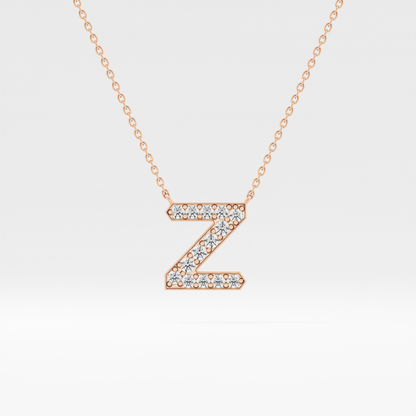0.28 TCW Round Lab Grown Diamond Z Initial Pendant Necklace