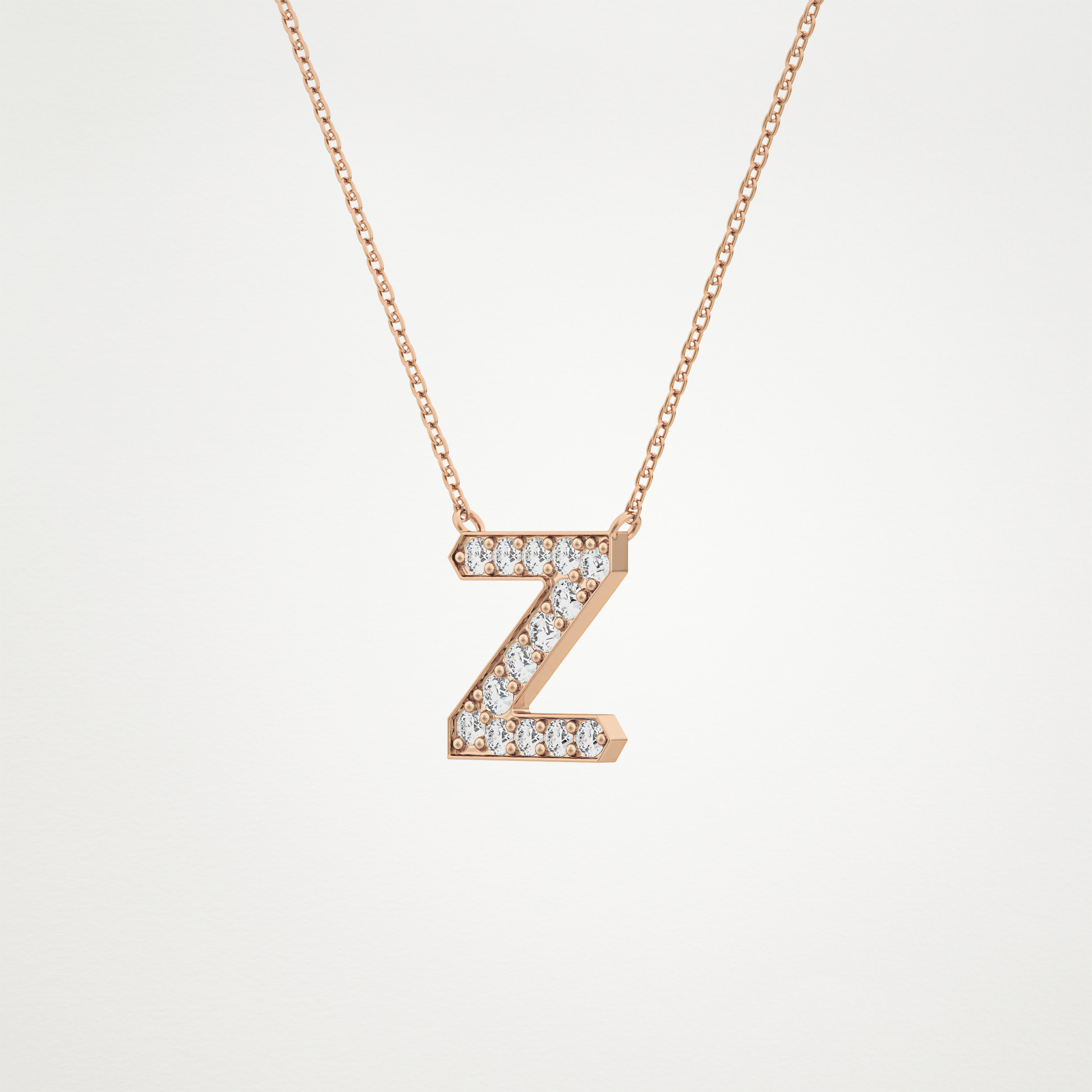 0.28 TCW Round Lab Grown Diamond Z Initial Pendant Necklace