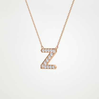 0.28 TCW Round Lab Grown Diamond Z Initial Pendant Necklace