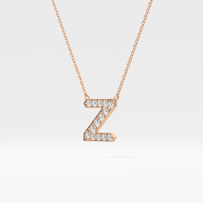 0.28 TCW Round Lab Grown Diamond Z Initial Pendant Necklace