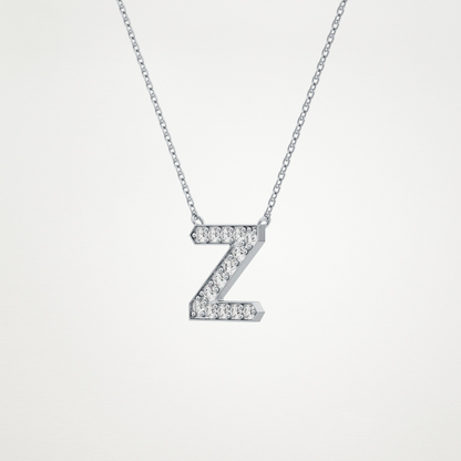 0.28 TCW Round Lab Grown Diamond Z Initial Pendant Necklace
