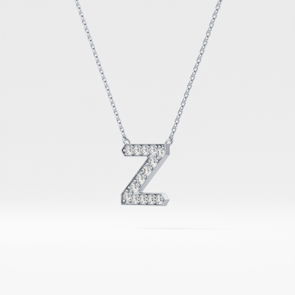 0.28 TCW Round Lab Grown Diamond Z Initial Pendant Necklace
