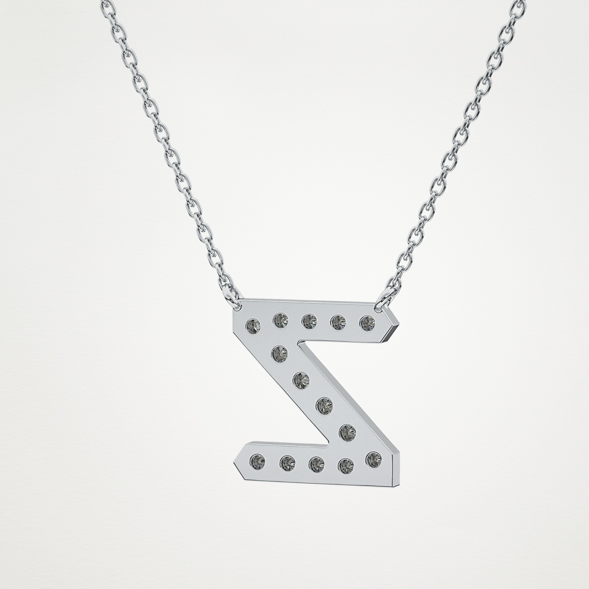 0.28 TCW Round Lab Grown Diamond Z Initial Pendant Necklace
