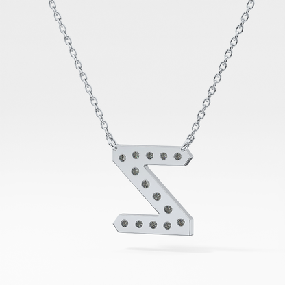 0.28 TCW Round Lab Grown Diamond Z Initial Pendant Necklace