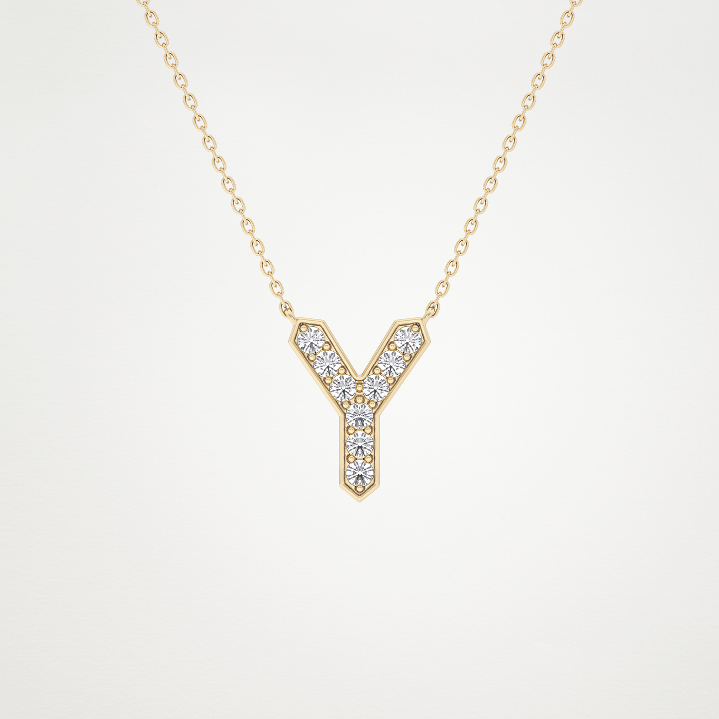 0.23 TCW Round Lab Grown Diamond Y Initial Pendant Necklace