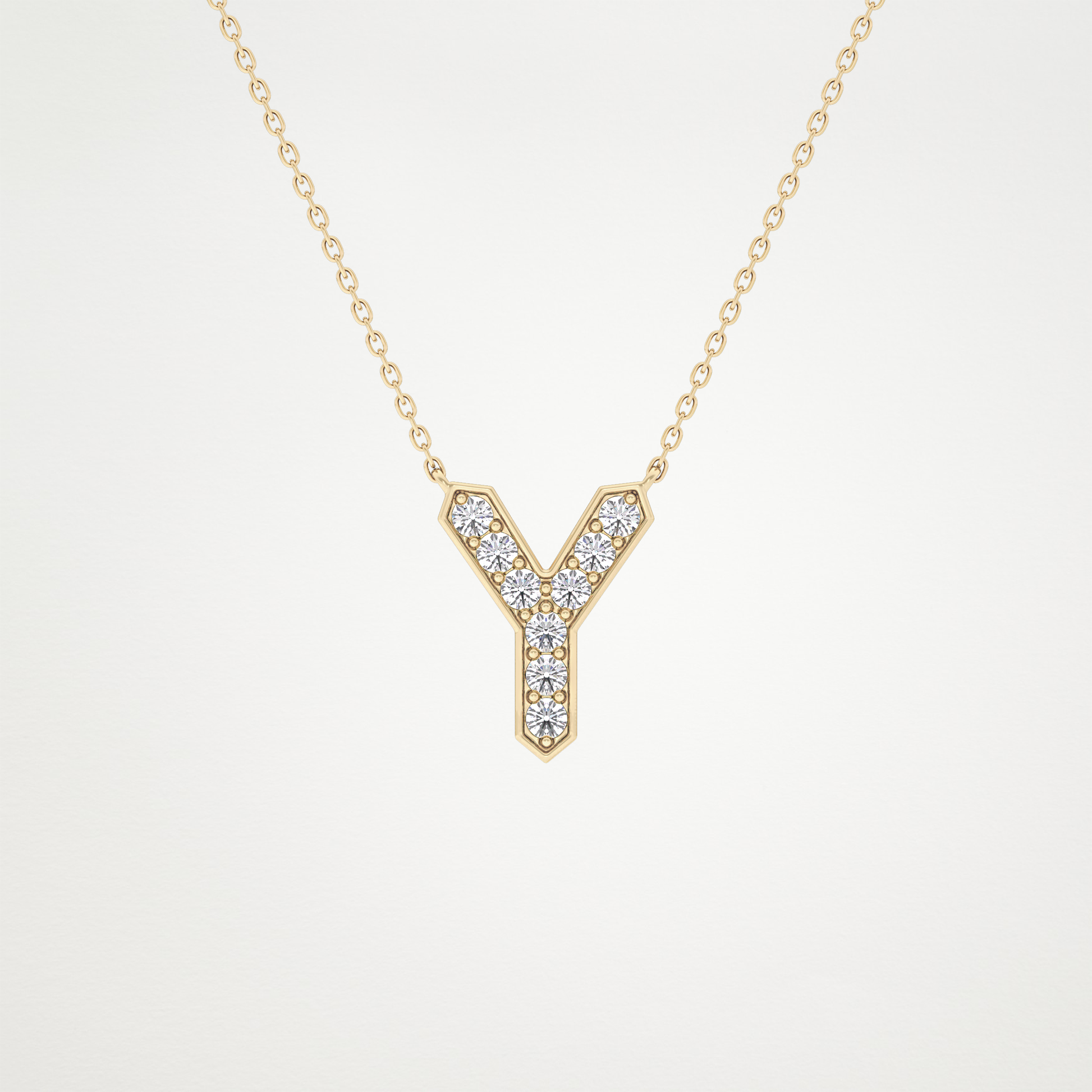 0.23 TCW Round Lab Grown Diamond Y Initial Pendant Necklace