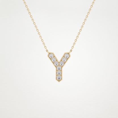0.23 TCW Round Lab Grown Diamond Y Initial Pendant Necklace