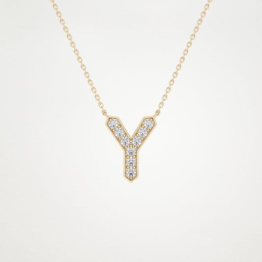 0.23 TCW Round Lab Grown Diamond Y Initial Pendant Necklace