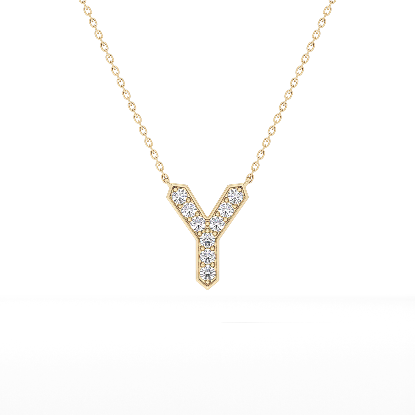 0.23 TCW Round Lab Grown Diamond Y Initial Pendant Necklace