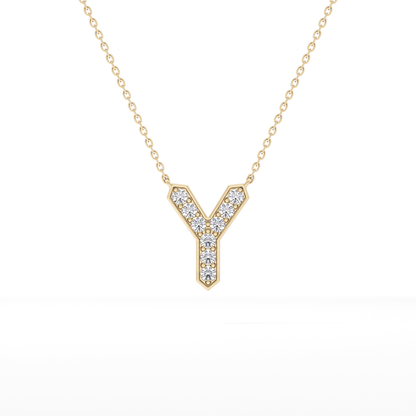 0.23 TCW Round Lab Grown Diamond Y Initial Pendant Necklace