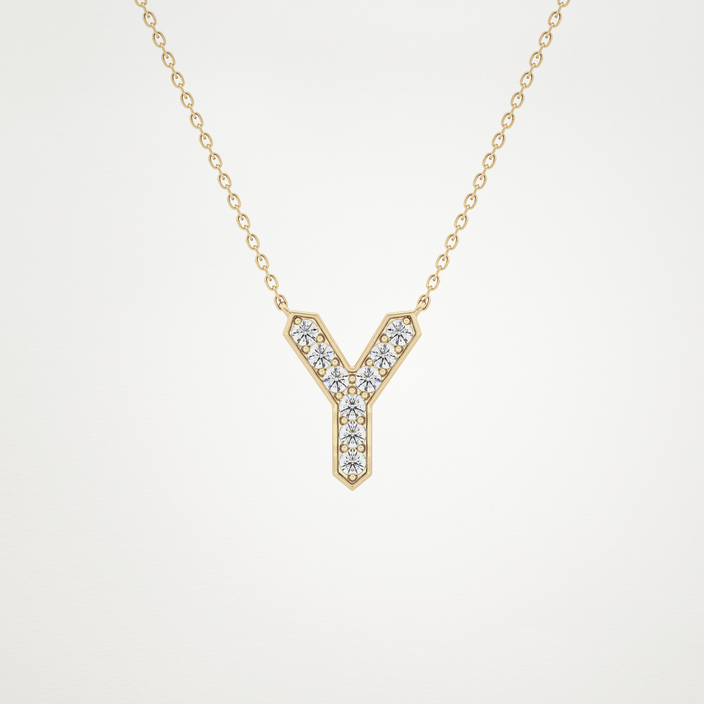 0.23 TCW Round Lab Grown Diamond Y Initial Pendant Necklace