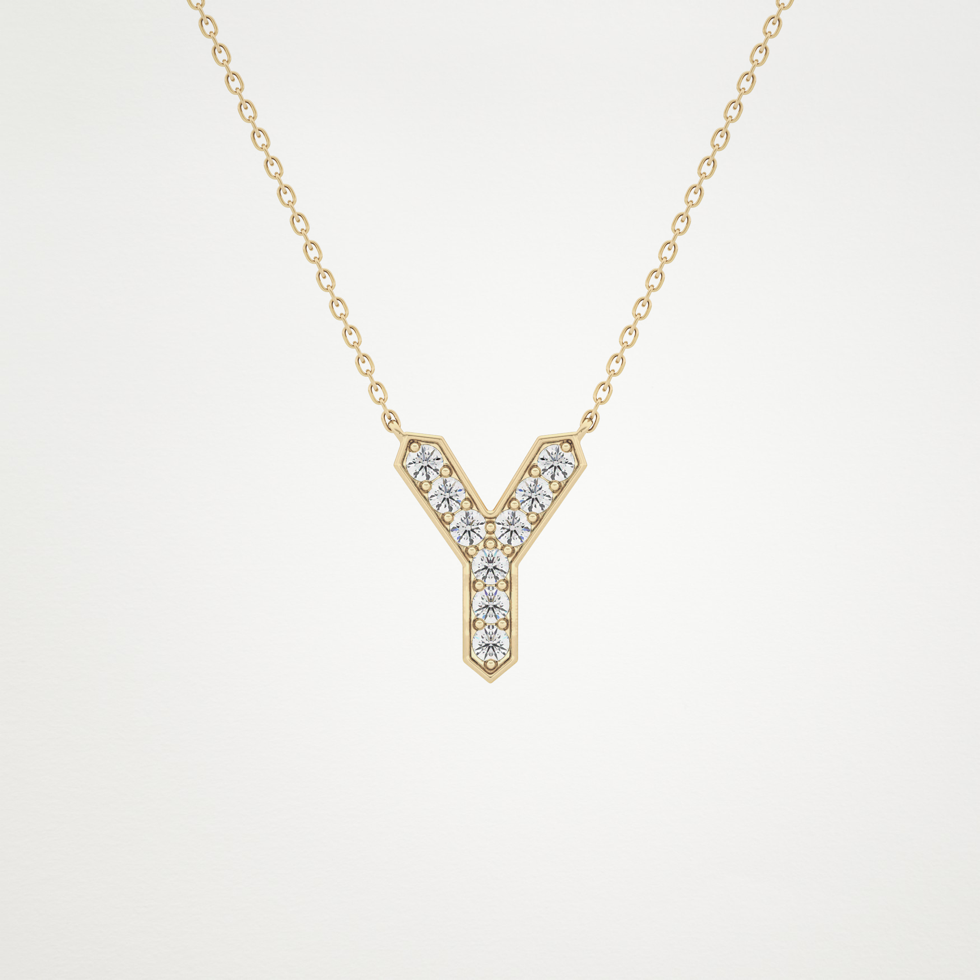 0.23 TCW Round Lab Grown Diamond Y Initial Pendant Necklace