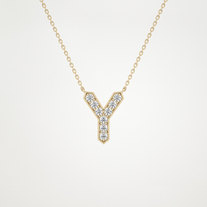 0.23 TCW Round Lab Grown Diamond Y Initial Pendant Necklace