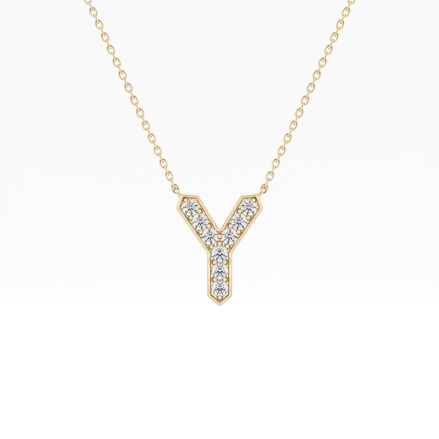 0.23 TCW Round Lab Grown Diamond Y Initial Pendant Necklace