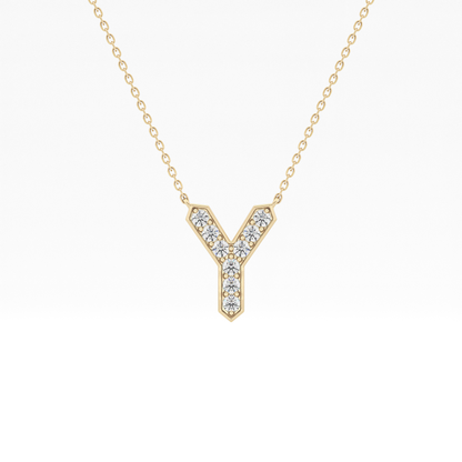0.23 TCW Round Lab Grown Diamond Y Initial Pendant Necklace