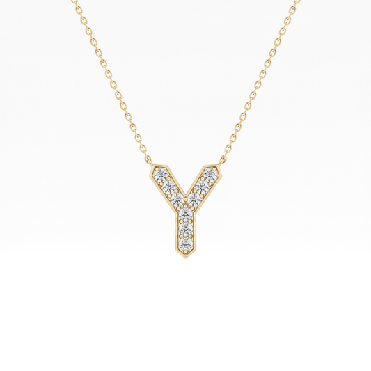 0.23 TCW Round Lab Grown Diamond Y Initial Pendant Necklace