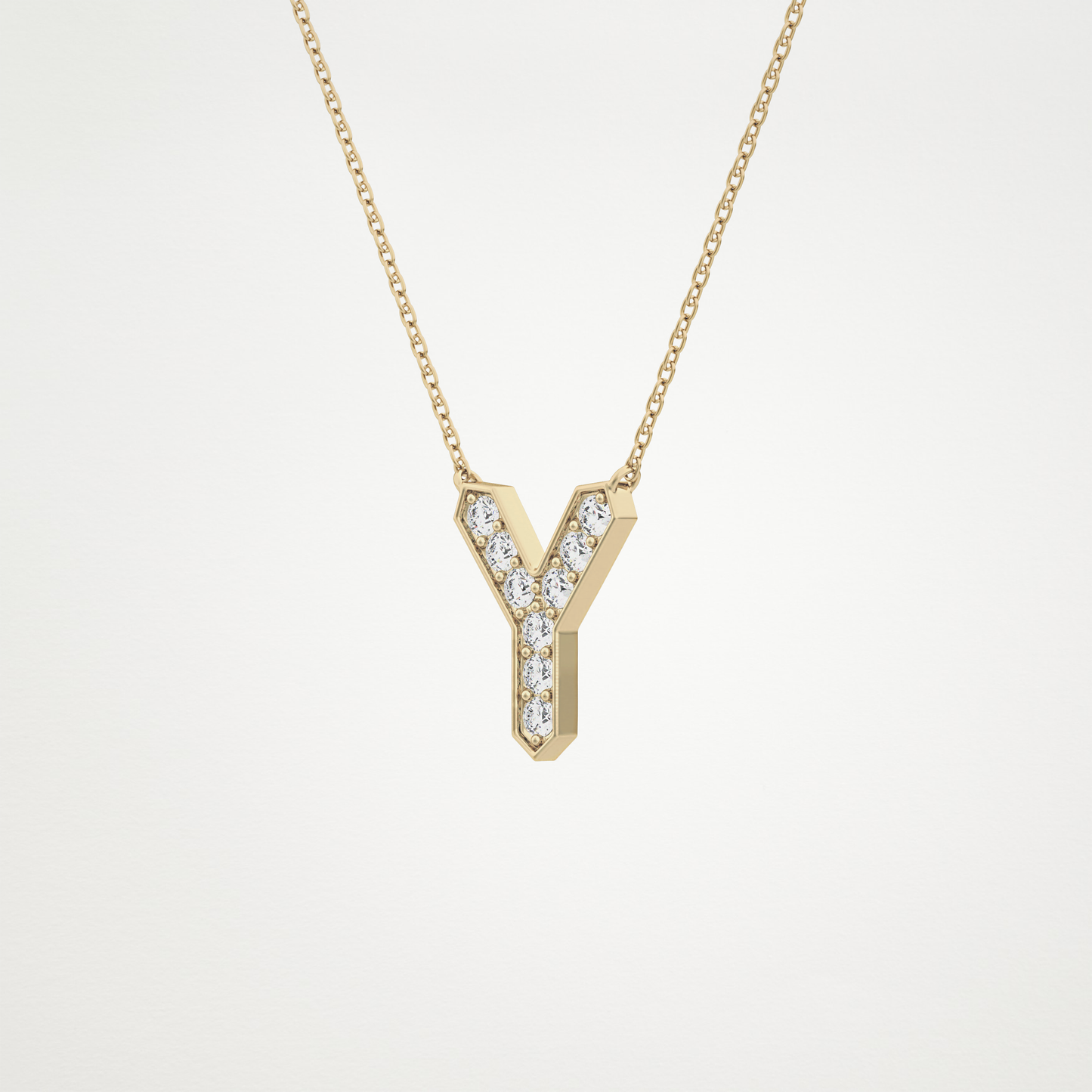 0.23 TCW Round Lab Grown Diamond Y Initial Pendant Necklace