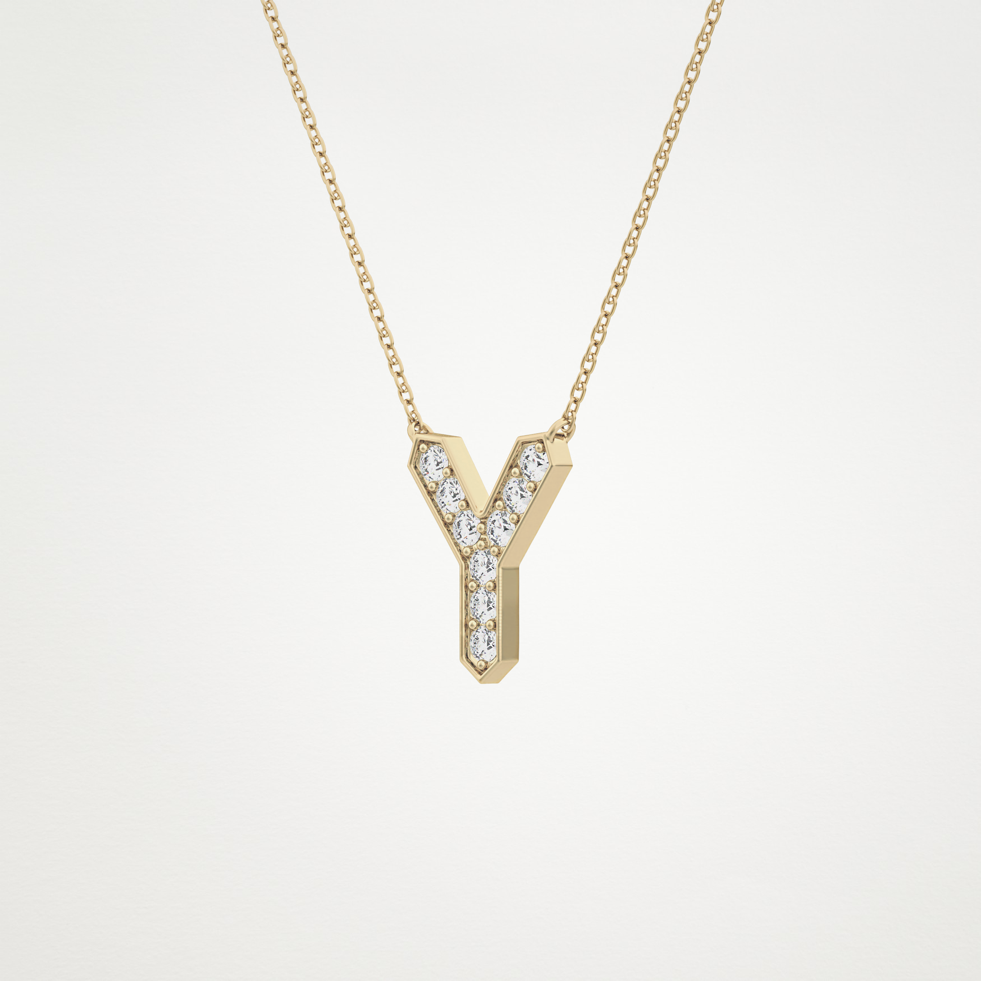 0.23 TCW Round Lab Grown Diamond Y Initial Pendant Necklace