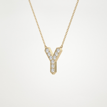 0.23 TCW Round Lab Grown Diamond Y Initial Pendant Necklace