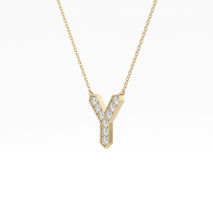 0.23 TCW Round Lab Grown Diamond Y Initial Pendant Necklace