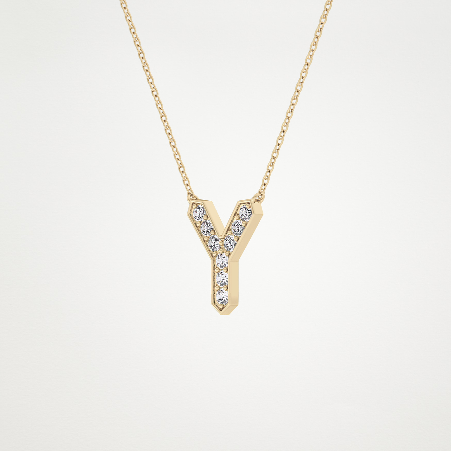 0.23 TCW Round Lab Grown Diamond Y Initial Pendant Necklace