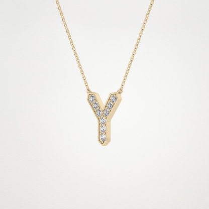 0.23 TCW Round Lab Grown Diamond Y Initial Pendant Necklace